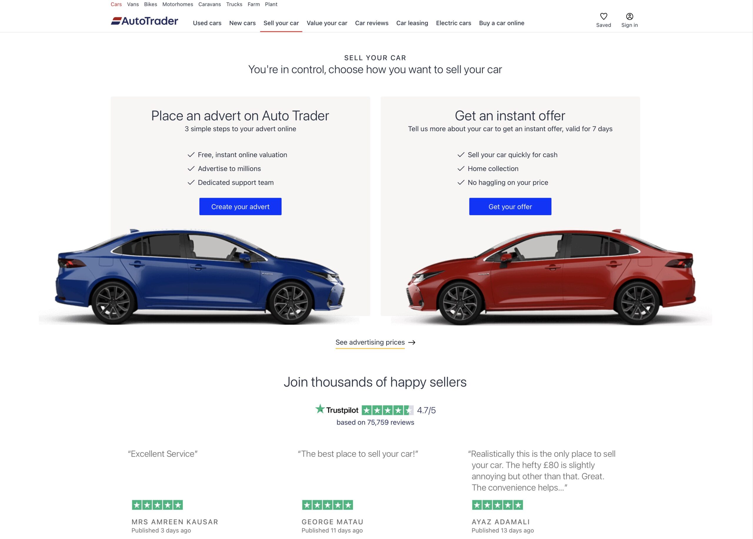 autotrader-car-selling-page