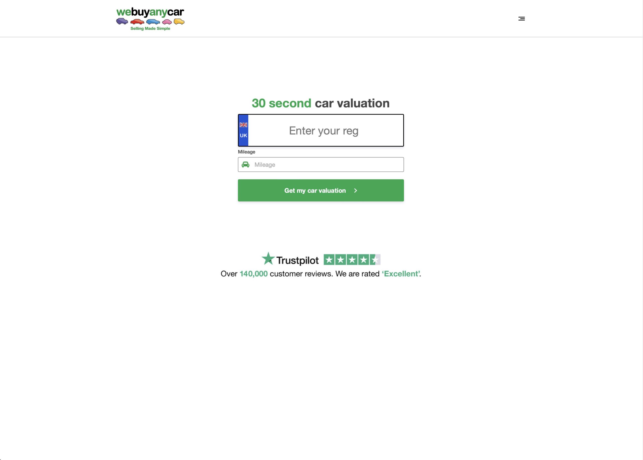 webuyanycar car selling page